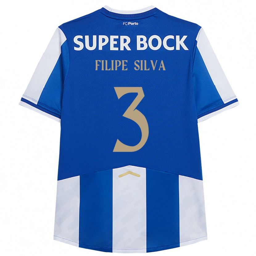 DanxenキッズFilipe Silva#3ブルー ホワイトホームシャツ2025/26ジャージーユニフォーム