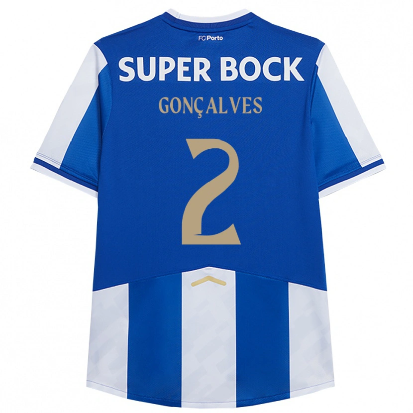 DanxenキッズEma Gonçalves#2ブルー ホワイトホームシャツ2025/26ジャージーユニフォーム