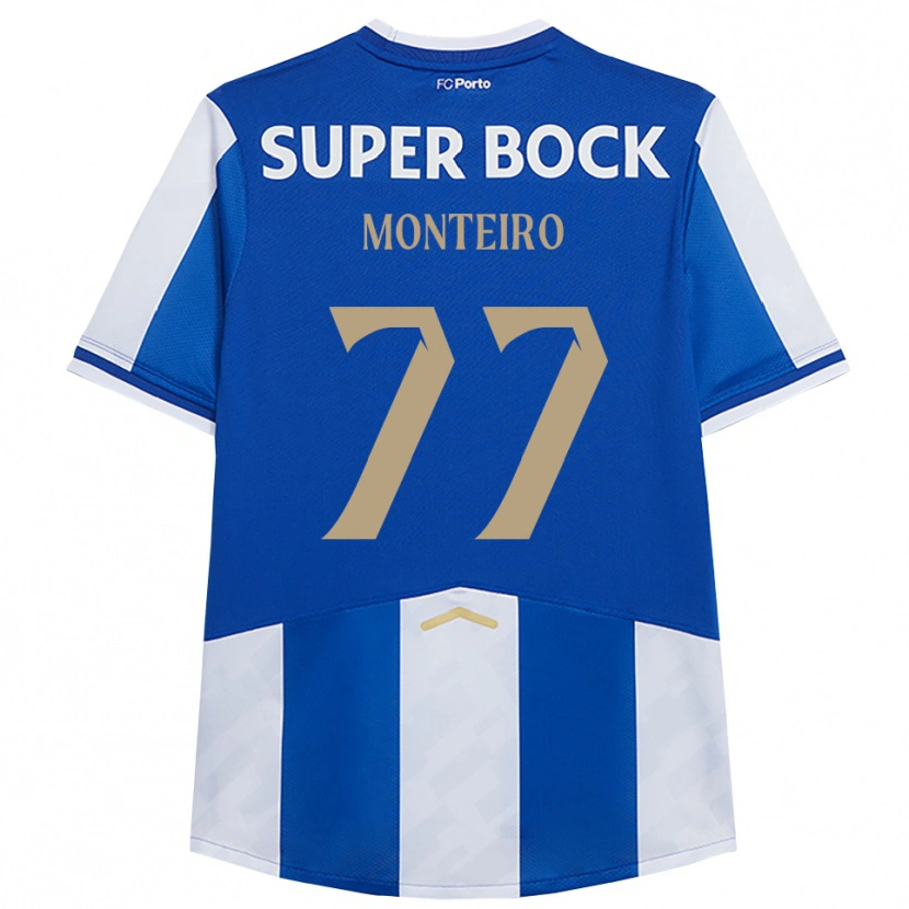 Danxenキッズルイ・モンテイロ#77ブルー ホワイトホームシャツ2025/26ジャージーユニフォーム