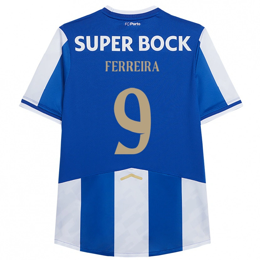 DanxenキッズCristina Ferreira#9ブルー ホワイトホームシャツ2025/26ジャージーユニフォーム