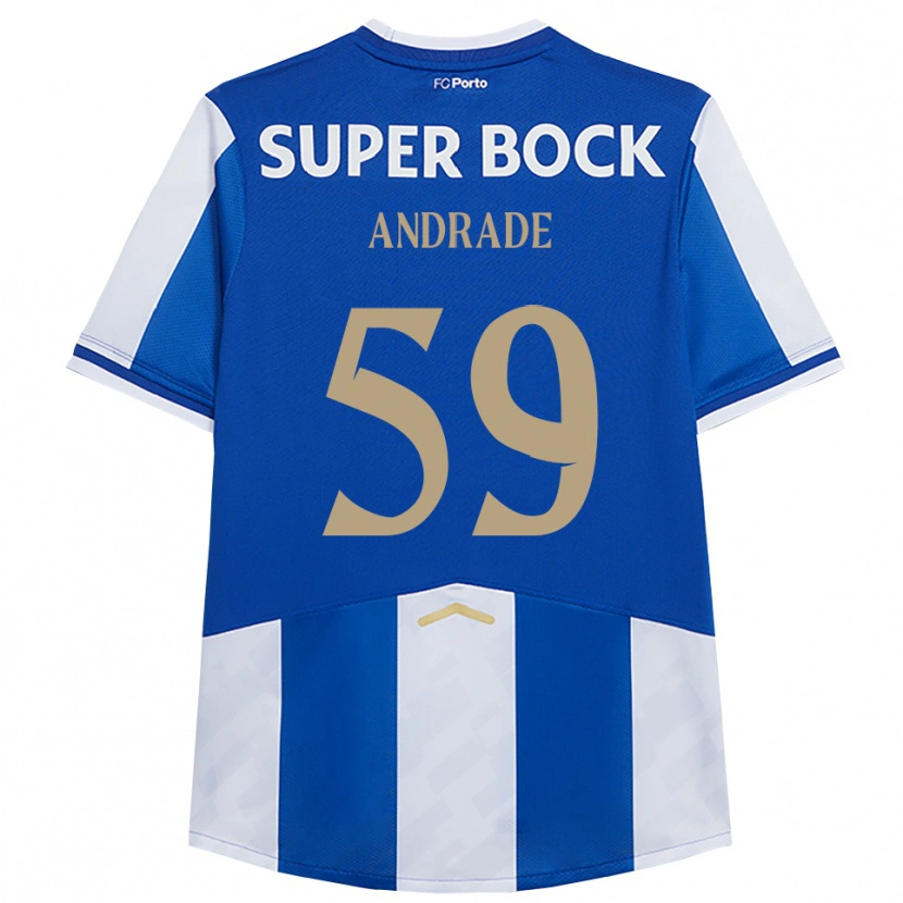 DanxenキッズTiago Andrade#59ブルー ホワイトホームシャツ2025/26ジャージーユニフォーム