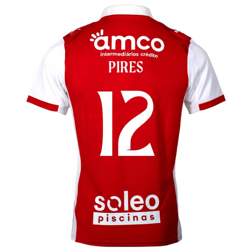 DanxenキッズHugo Pires#12レッド ホワイトホームシャツ2025/26ジャージーユニフォーム