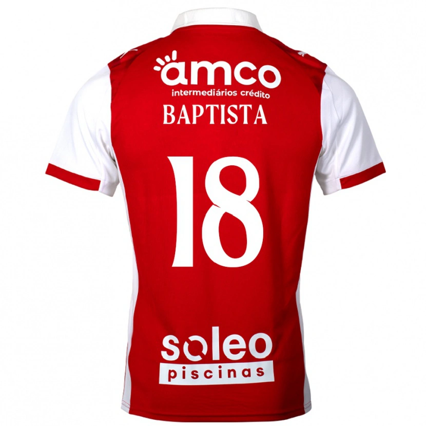 DanxenキッズTiago Baptista#18レッド ホワイトホームシャツ2025/26ジャージーユニフォーム