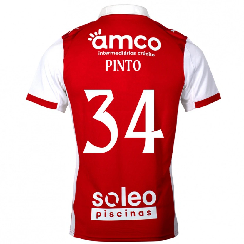 DanxenキッズAna Pinto#34レッド ホワイトホームシャツ2025/26ジャージーユニフォーム