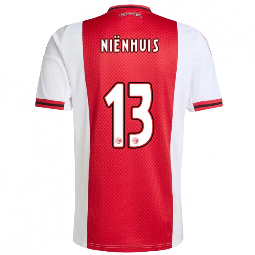 DanxenキッズLois Niënhuis#13レッド ホワイトホームシャツ2025/26ジャージーユニフォーム