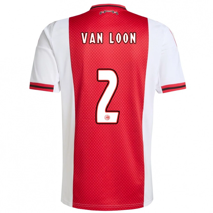 DanxenキッズGerain Van Loon#2レッド ホワイトホームシャツ2025/26ジャージーユニフォーム