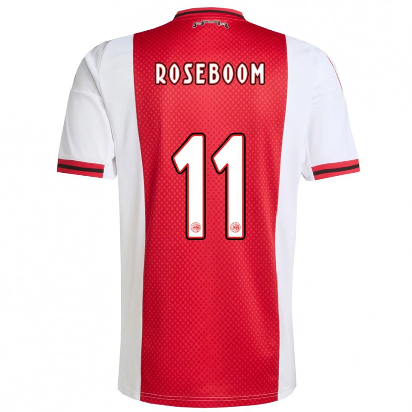 DanxenキッズYouri Roseboom#11レッド ホワイトホームシャツ2025/26ジャージーユニフォーム