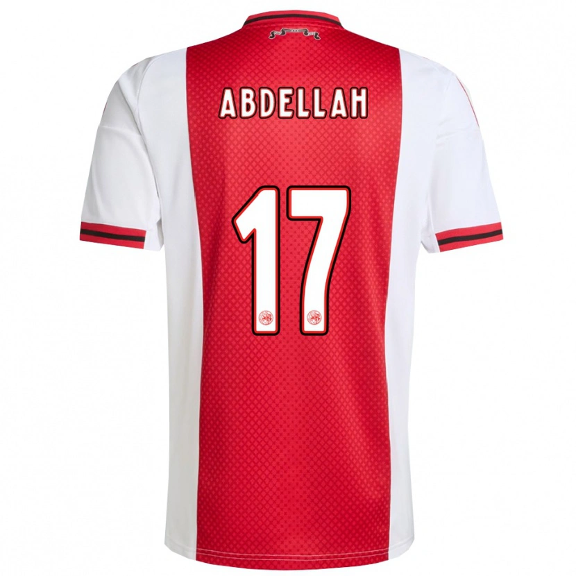 DanxenキッズAbdellah Ouazane#17レッド ホワイトホームシャツ2025/26ジャージーユニフォーム