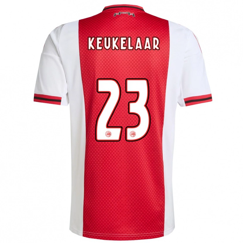 DanxenキッズLotte Keukelaar#23レッド ホワイトホームシャツ2025/26ジャージーユニフォーム
