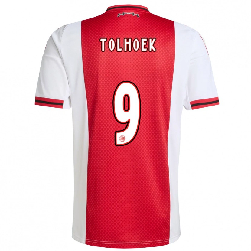 DanxenキッズDanique Tolhoek#9レッド ホワイトホームシャツ2025/26ジャージーユニフォーム