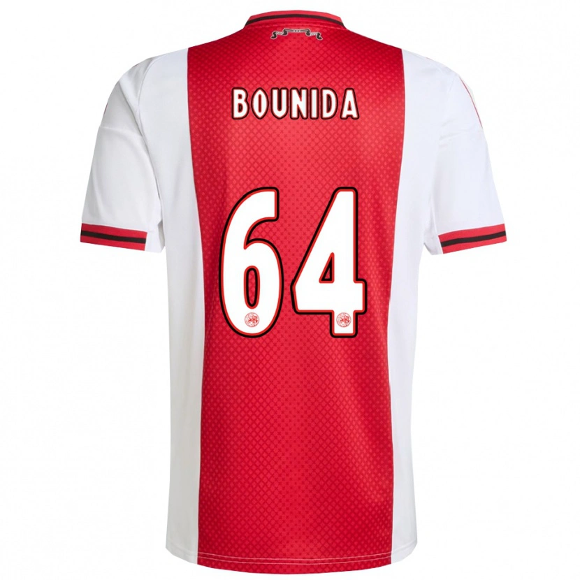 DanxenキッズRayane Bounida#64レッド ホワイトホームシャツ2025/26ジャージーユニフォーム