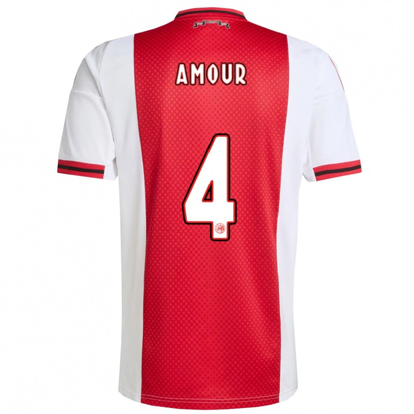 DanxenキッズJahyendrow Amour#4レッド ホワイトホームシャツ2025/26ジャージーユニフォーム