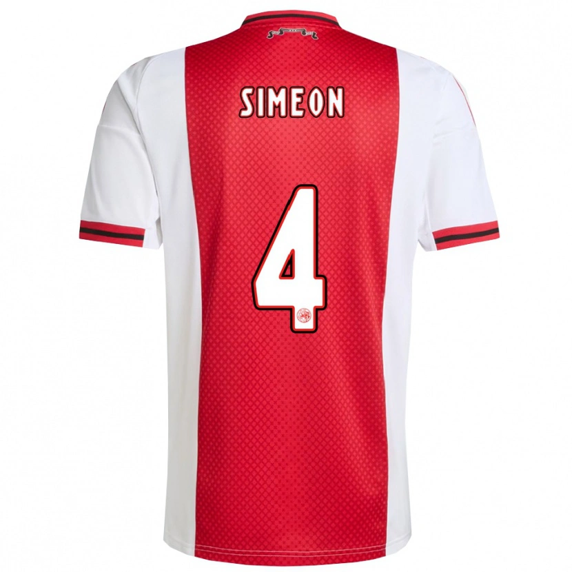DanxenキッズJeshurun Simeon#4レッド ホワイトホームシャツ2025/26ジャージーユニフォーム