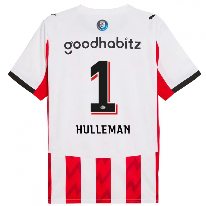 DanxenキッズDaan Hulleman#1レッド ホワイトホームシャツ2025/26ジャージーユニフォーム