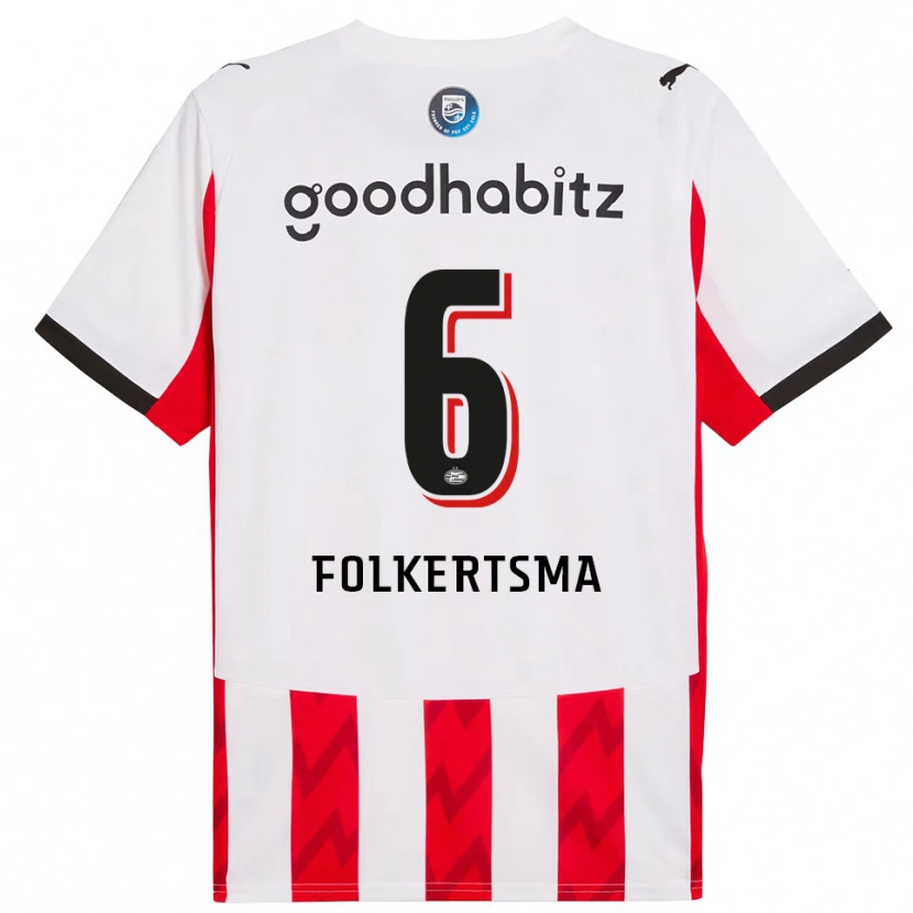 Danxenキッズシスカ・フォルケルツマ#6レッド ホワイトホームシャツ2025/26ジャージーユニフォーム