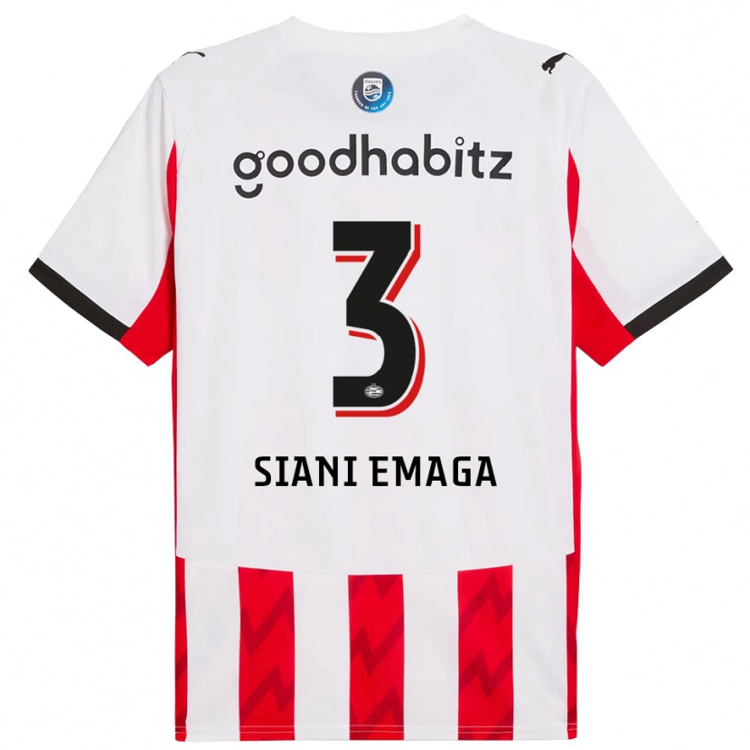 DanxenキッズEzechiel Siani Emaga#3レッド ホワイトホームシャツ2025/26ジャージーユニフォーム