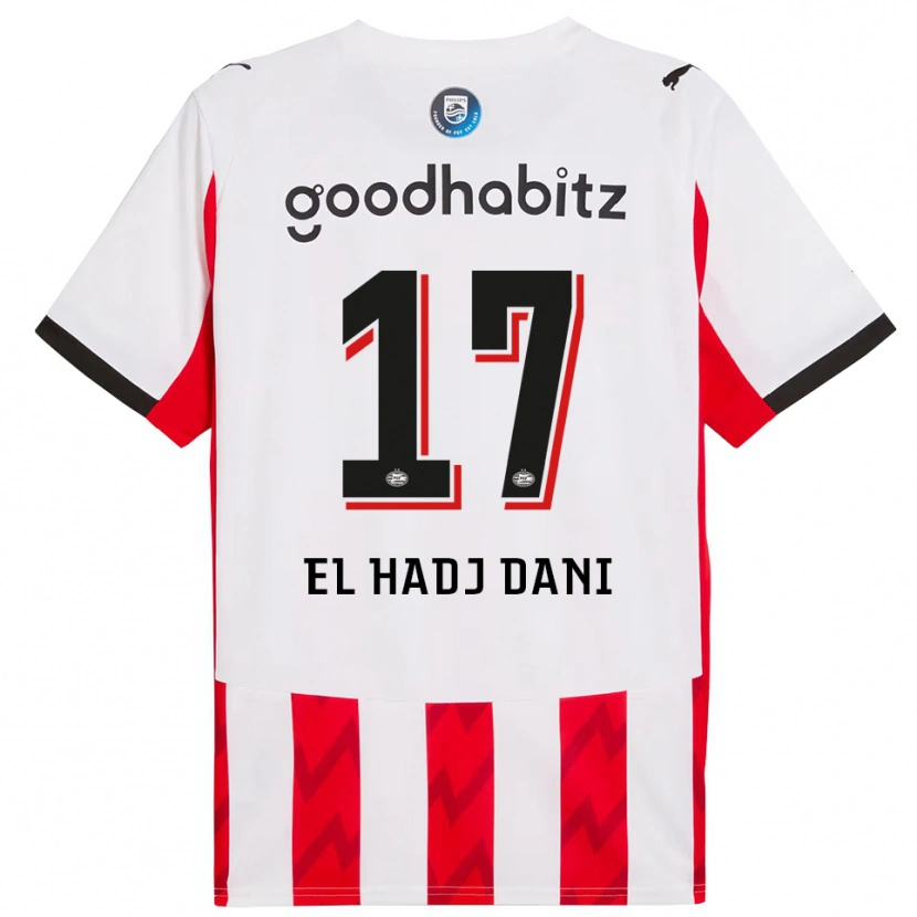 DanxenキッズSoudais El Hadj Dani#17レッド ホワイトホームシャツ2025/26ジャージーユニフォーム