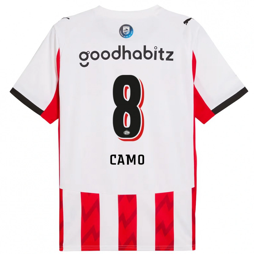 DanxenキッズAdin Camo#8レッド ホワイトホームシャツ2025/26ジャージーユニフォーム