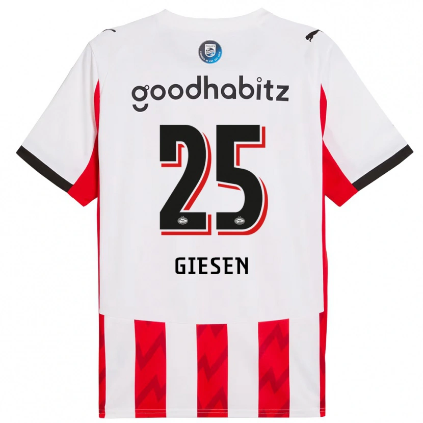 DanxenキッズSuzanne Giesen#25レッド ホワイトホームシャツ2025/26ジャージーユニフォーム