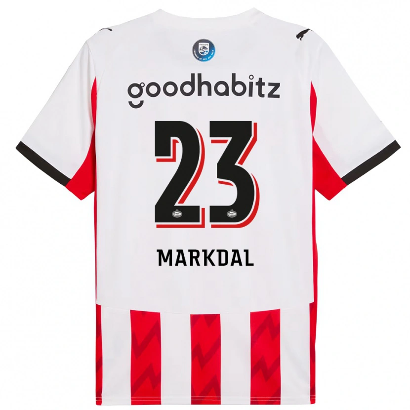 DanxenキッズMikkel Markdal#23レッド ホワイトホームシャツ2025/26ジャージーユニフォーム