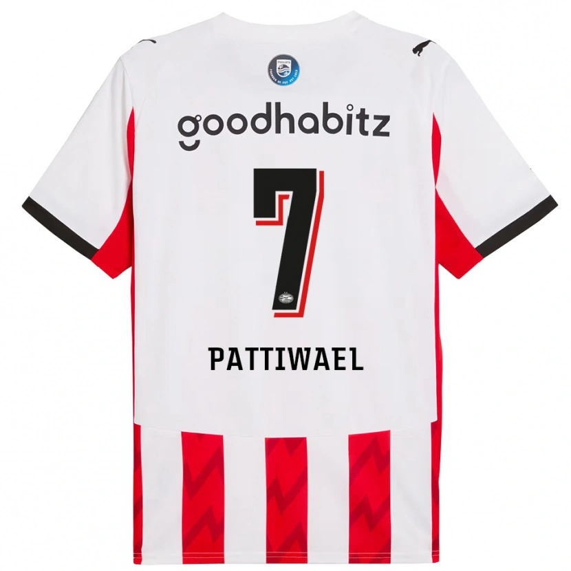 DanxenキッズNaomi Pattiwael#7レッド ホワイトホームシャツ2025/26ジャージーユニフォーム