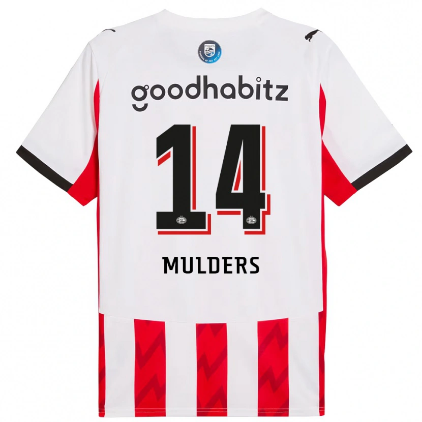 DanxenキッズBoet Mulders#14レッド ホワイトホームシャツ2025/26ジャージーユニフォーム