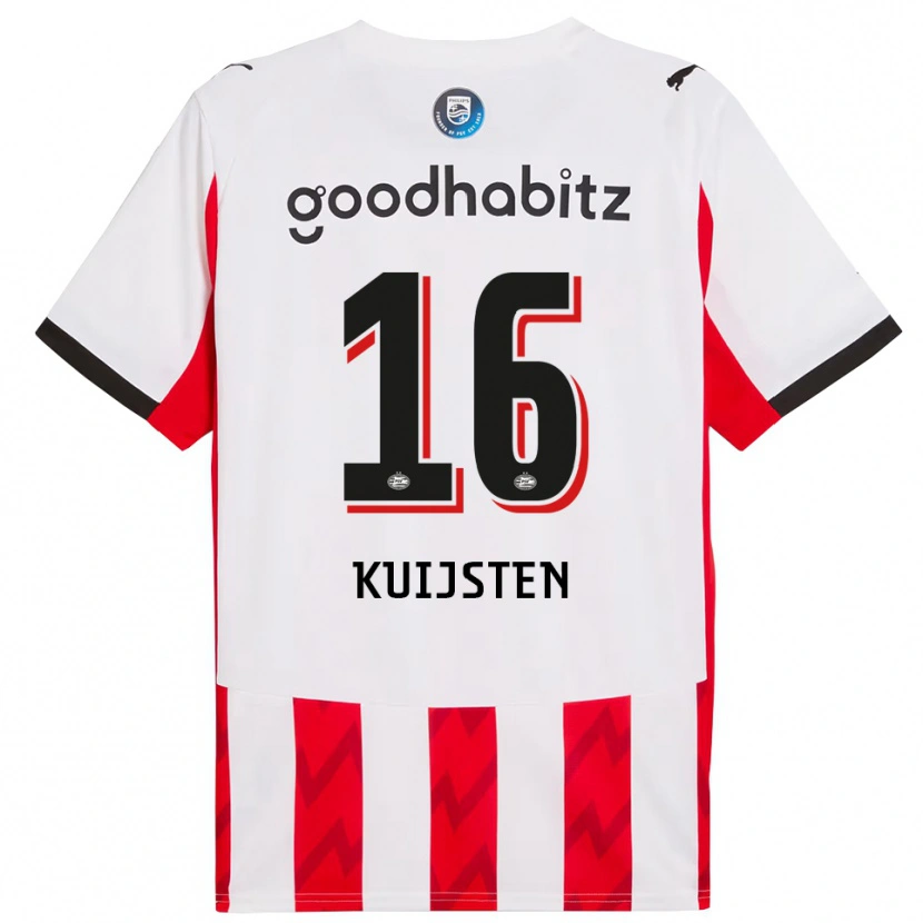 DanxenキッズStijn Kuijsten#16レッド ホワイトホームシャツ2025/26ジャージーユニフォーム