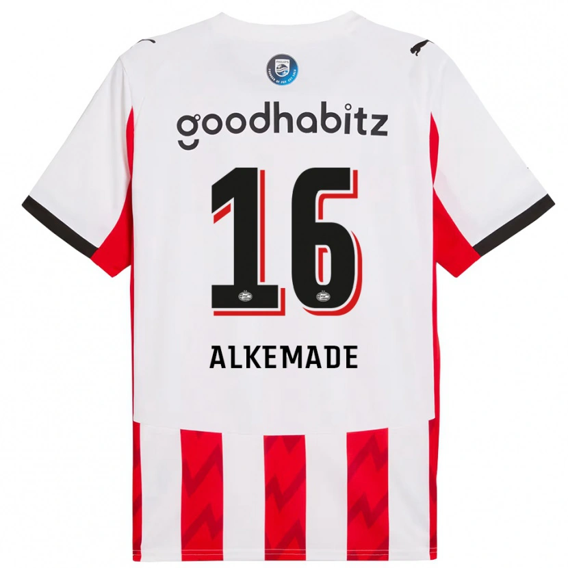 DanxenキッズLisan Alkemade#16レッド ホワイトホームシャツ2025/26ジャージーユニフォーム