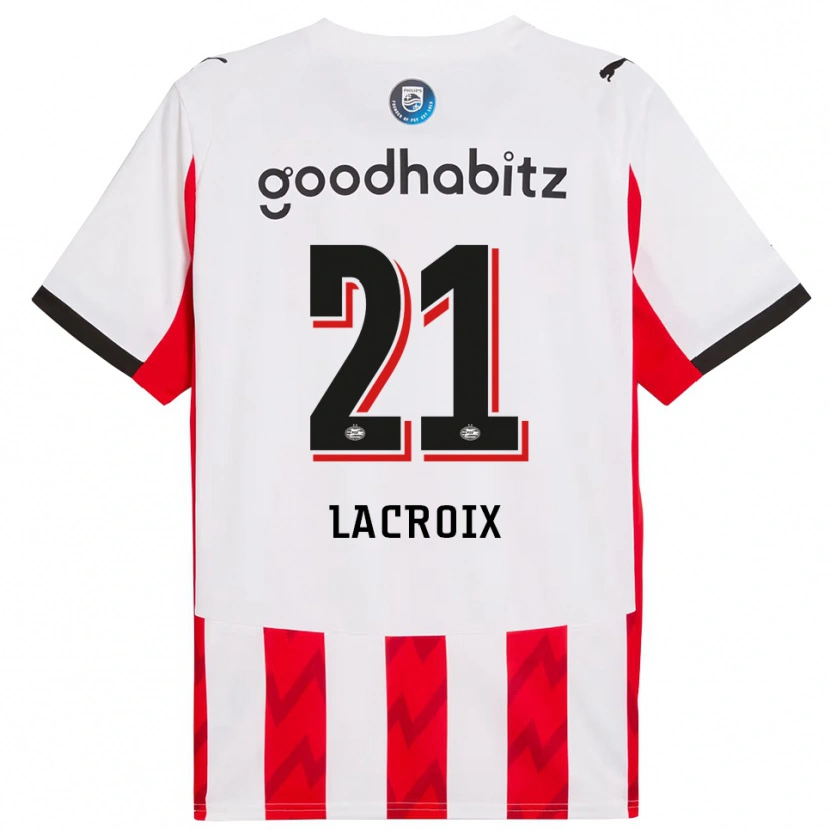 DanxenキッズRobine Lacroix#21レッド ホワイトホームシャツ2025/26ジャージーユニフォーム