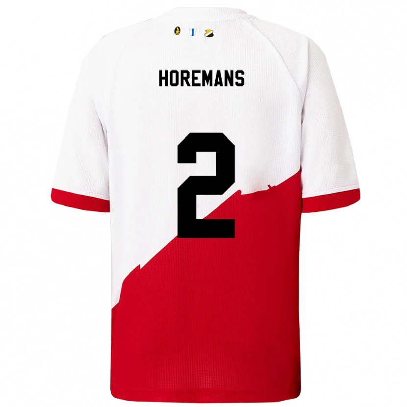 DanxenキッズSiebe Horemans#2ホワイト レッドホームシャツ2025/26ジャージーユニフォーム