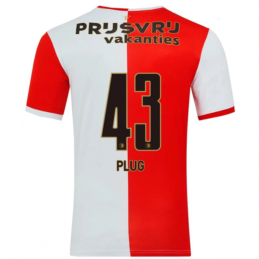 Danxenキッズヤン・プラグ#43レッド ホワイトホームシャツ2025/26ジャージーユニフォーム
