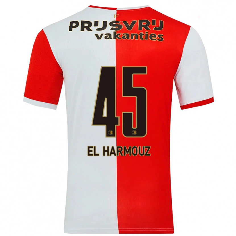 DanxenキッズNassim El Harmouz#45レッド ホワイトホームシャツ2025/26ジャージーユニフォーム