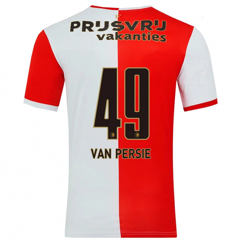 DanxenキッズShaqueel Van Persie#49レッド ホワイトホームシャツ2025/26ジャージーユニフォーム