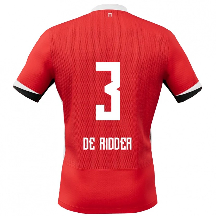 DanxenキッズDjoeke De Ridder#3レッド ホワイトホームシャツ2025/26ジャージーユニフォーム