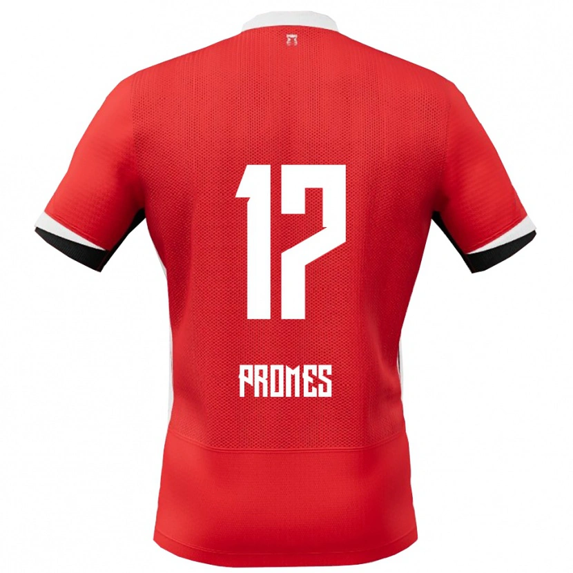 DanxenキッズRodrigo Promes#17レッド ホワイトホームシャツ2025/26ジャージーユニフォーム