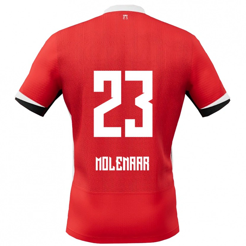 DanxenキッズFinn Molenaar#23レッド ホワイトホームシャツ2025/26ジャージーユニフォーム