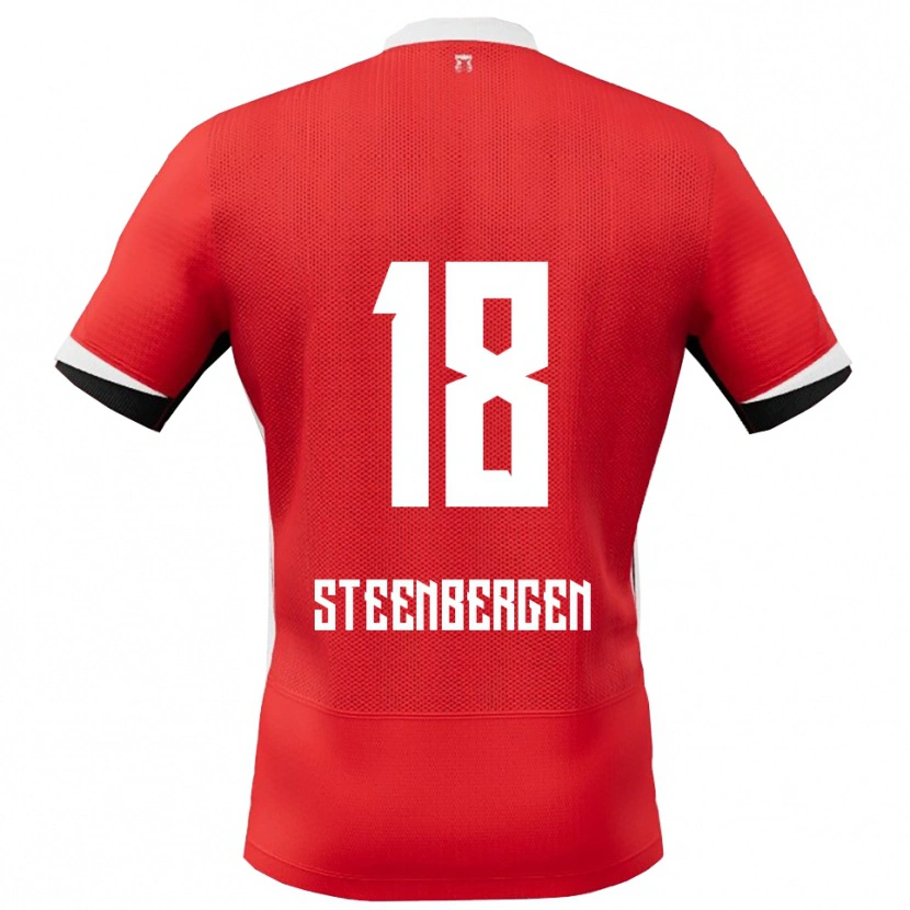 DanxenキッズThom Steenbergen#18レッド ホワイトホームシャツ2025/26ジャージーユニフォーム