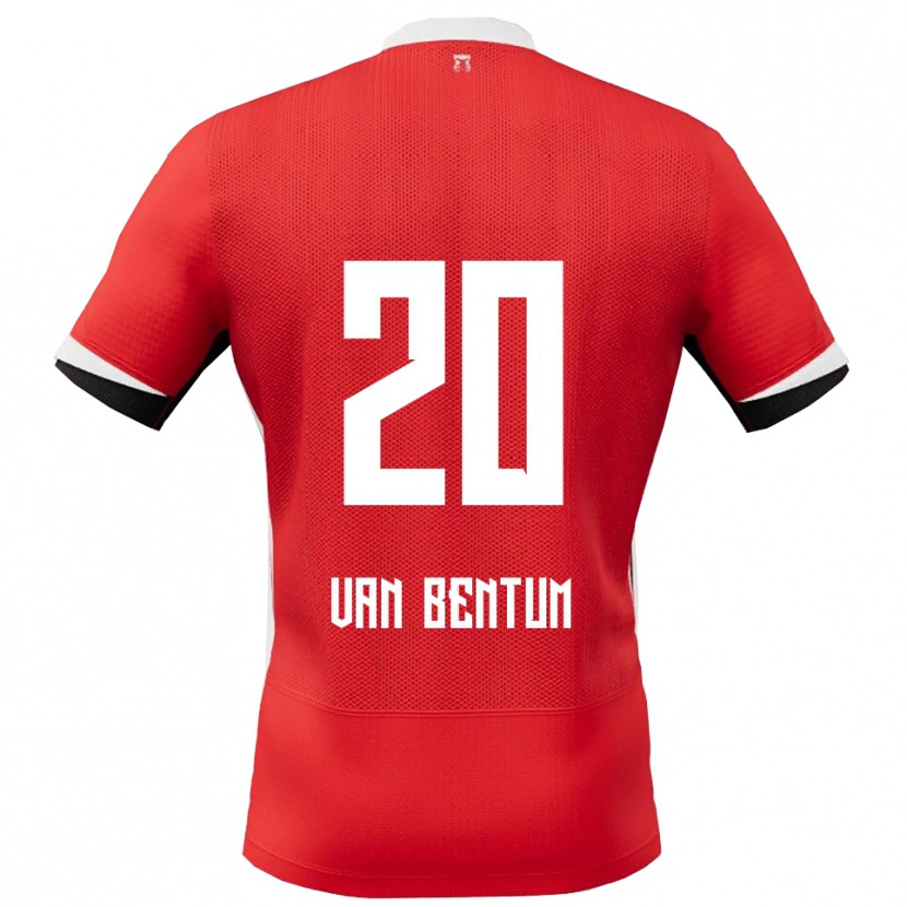 DanxenキッズMirte Van Bentum#20レッド ホワイトホームシャツ2025/26ジャージーユニフォーム