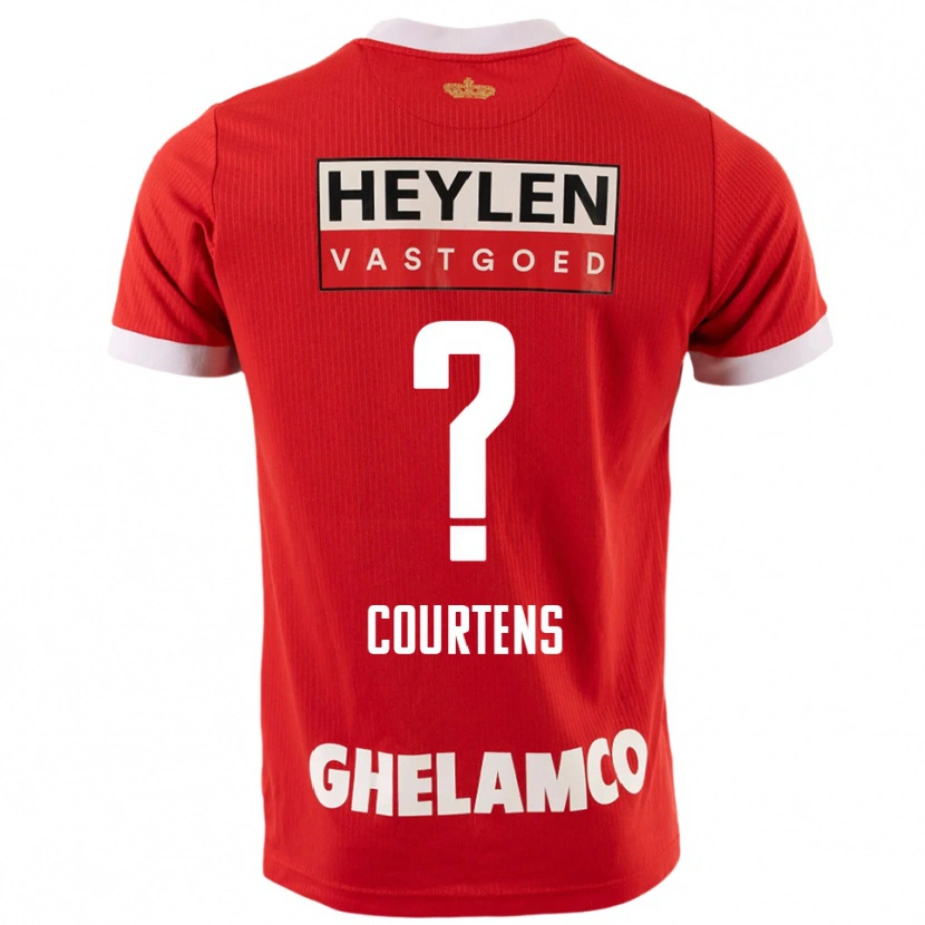 DanxenキッズNolhan Courtens#0レッド ホワイトホームシャツ2025/26ジャージーユニフォーム