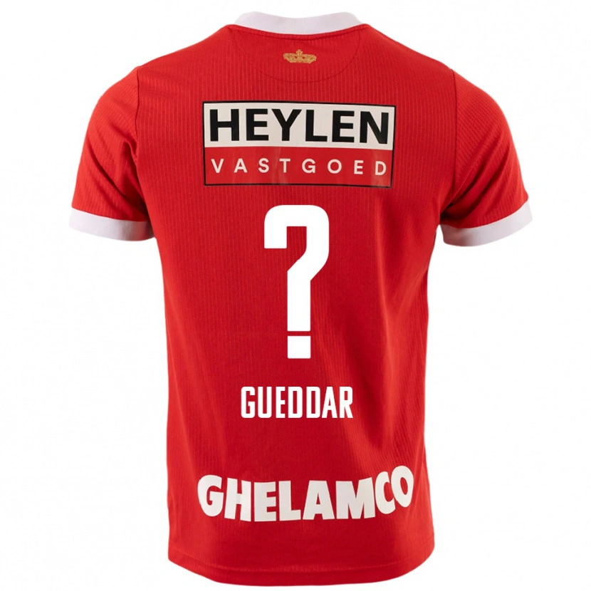 DanxenキッズZakaria Gueddar#0レッド ホワイトホームシャツ2025/26ジャージーユニフォーム