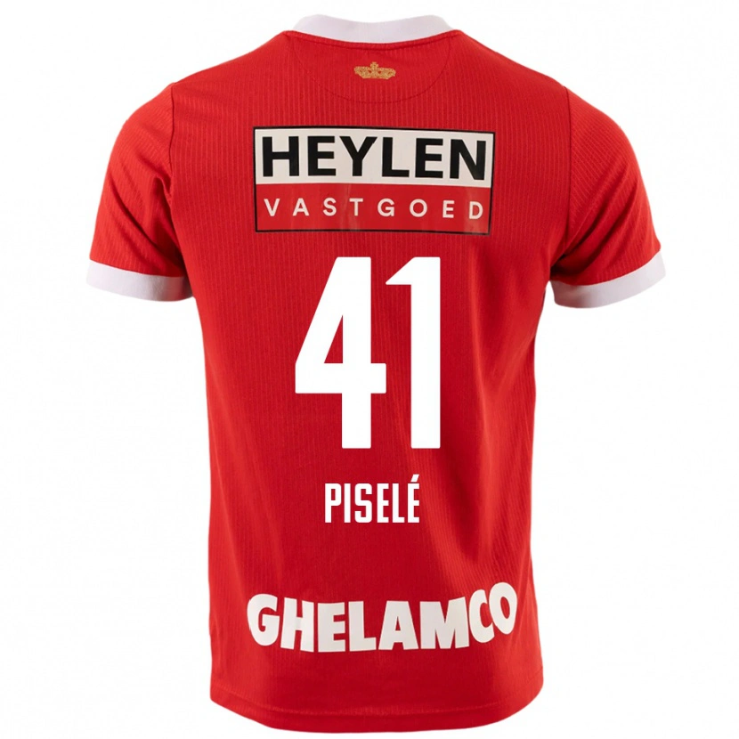 DanxenキッズLowie Piselé#41レッド ホワイトホームシャツ2025/26ジャージーユニフォーム