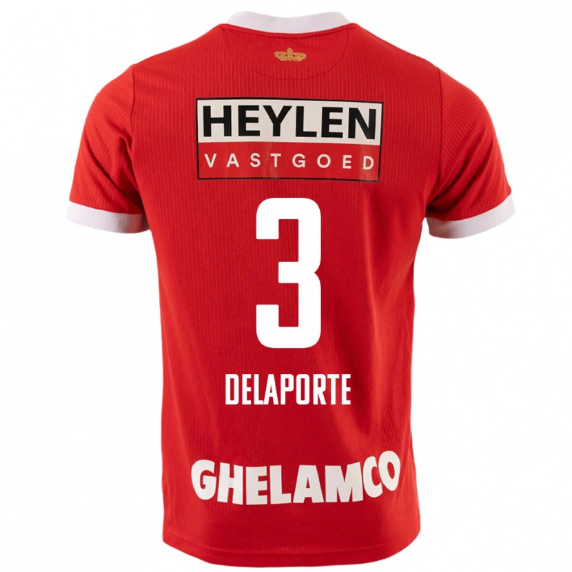 DanxenキッズKyano Delaporte#3レッド ホワイトホームシャツ2025/26ジャージーユニフォーム