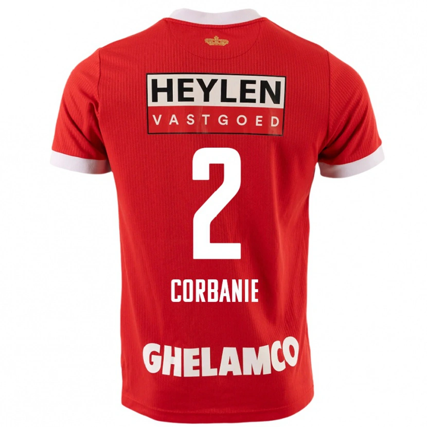 DanxenキッズKobe Corbanie#2レッド ホワイトホームシャツ2025/26ジャージーユニフォーム