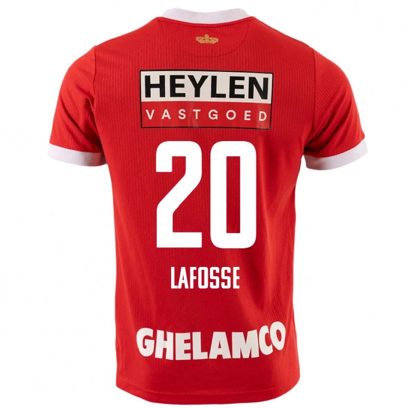 DanxenキッズJarne Lafosse#20レッド ホワイトホームシャツ2025/26ジャージーユニフォーム