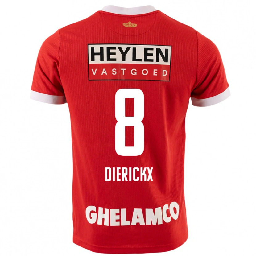 DanxenキッズXander Dierckx#8レッド ホワイトホームシャツ2025/26ジャージーユニフォーム