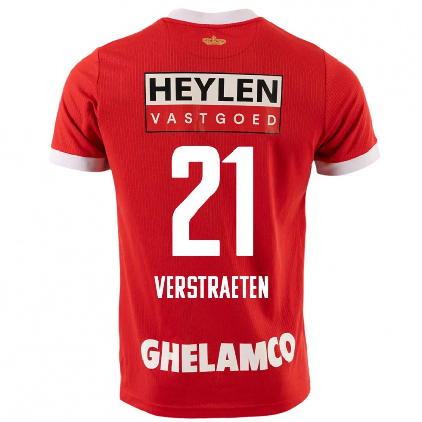 DanxenキッズAndreas Verstraeten#21レッド ホワイトホームシャツ2025/26ジャージーユニフォーム