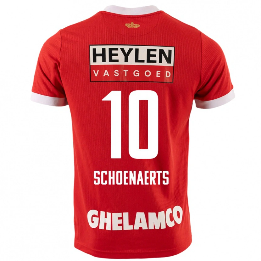 DanxenキッズNand Schoenaerts#10レッド ホワイトホームシャツ2025/26ジャージーユニフォーム