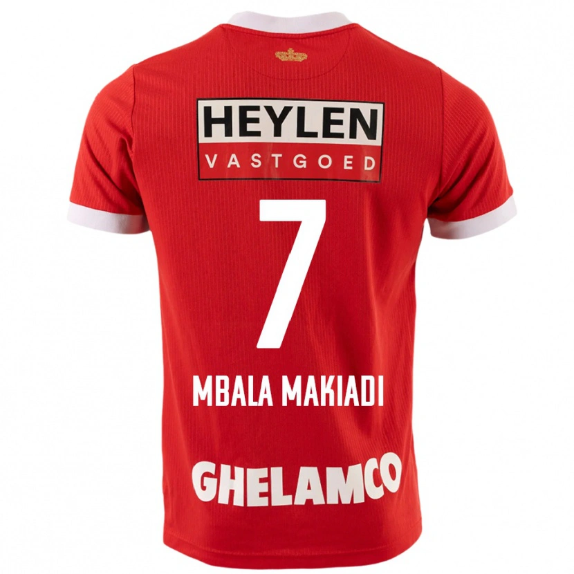 DanxenキッズRavi Mbala Makiadi#7レッド ホワイトホームシャツ2025/26ジャージーユニフォーム