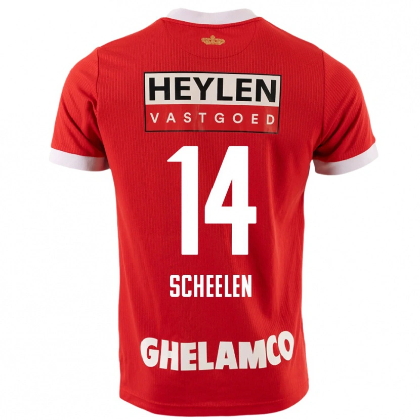 DanxenキッズThijme Scheelen#14レッド ホワイトホームシャツ2025/26ジャージーユニフォーム