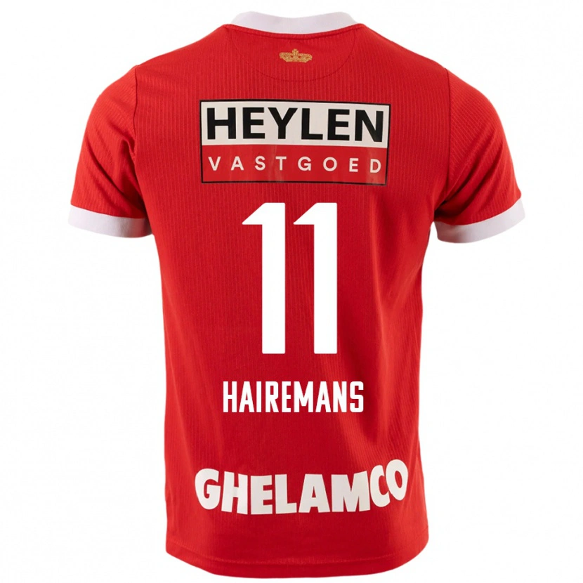 DanxenキッズGeoffry Hairemans#11レッド ホワイトホームシャツ2025/26ジャージーユニフォーム